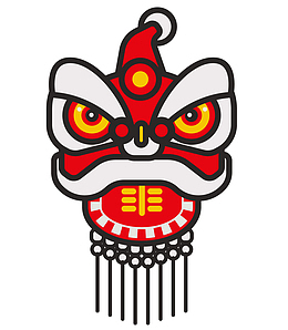 红白色相间狮子头中国风矢量元宵