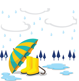 雨季下雨黄色雨靴