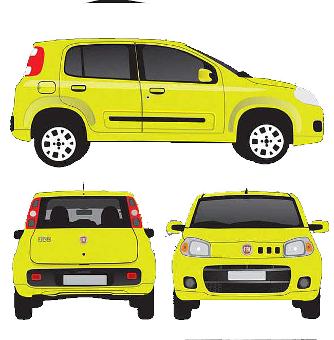 黄色小汽车的三视图