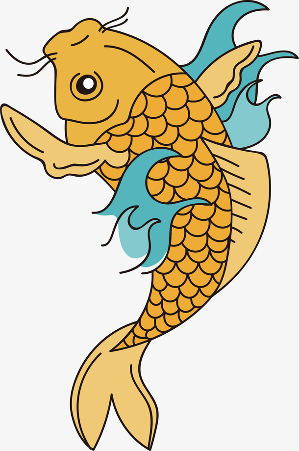 手绘黄色的鲤鱼