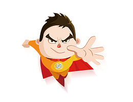 卡通黄色系飞天超人矢量图