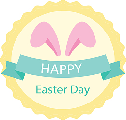 兔耳朵黄色复活节标签