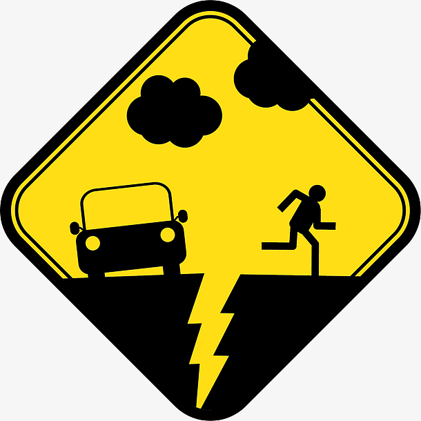 地震地面黄色标签