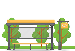 黄色顶棚城市公交站