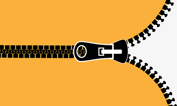 一个黄色矢量拉链