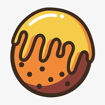 黄色手绘章鱼小丸子元素