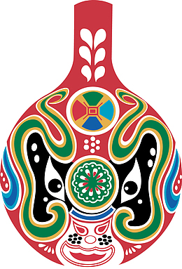 黄色矢量脸谱素材图