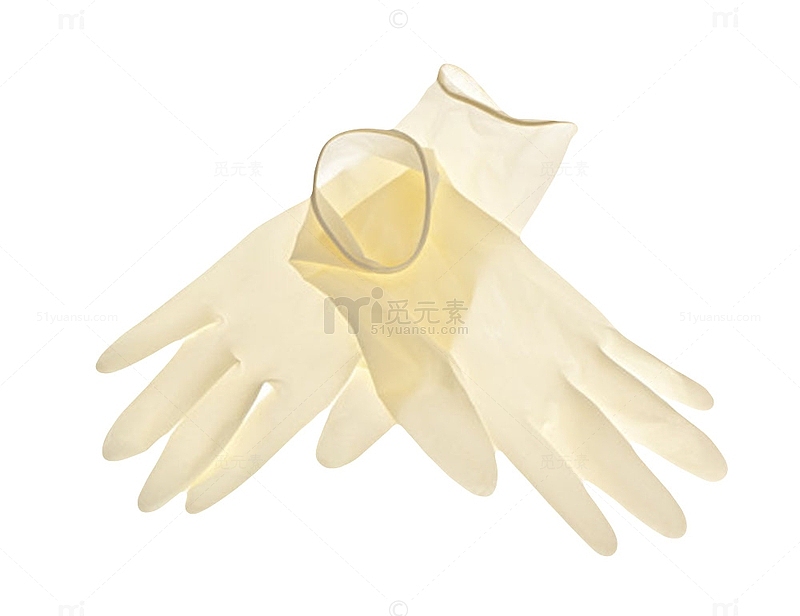 黄色半透明的塑胶手套实物