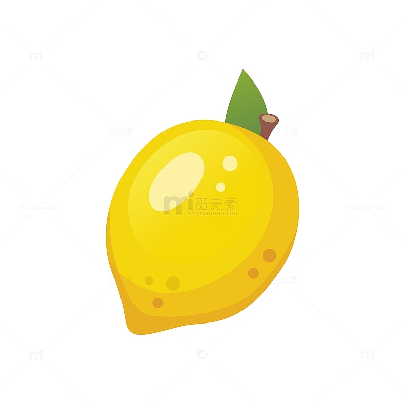 一颗黄色柠檬卡通图