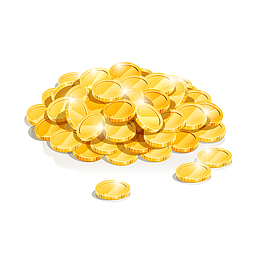 闪亮金币堆设计矢量图