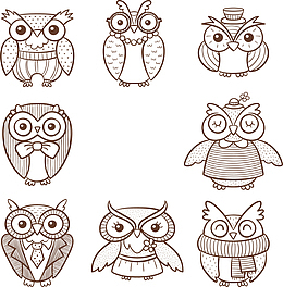 手绘儿童画猫头鹰