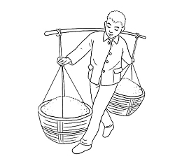 挑扁担的人简笔画