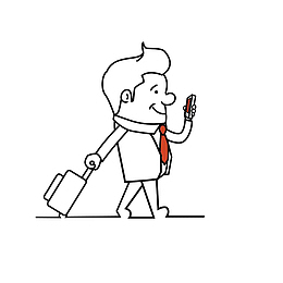 西装男子拉着行李箱