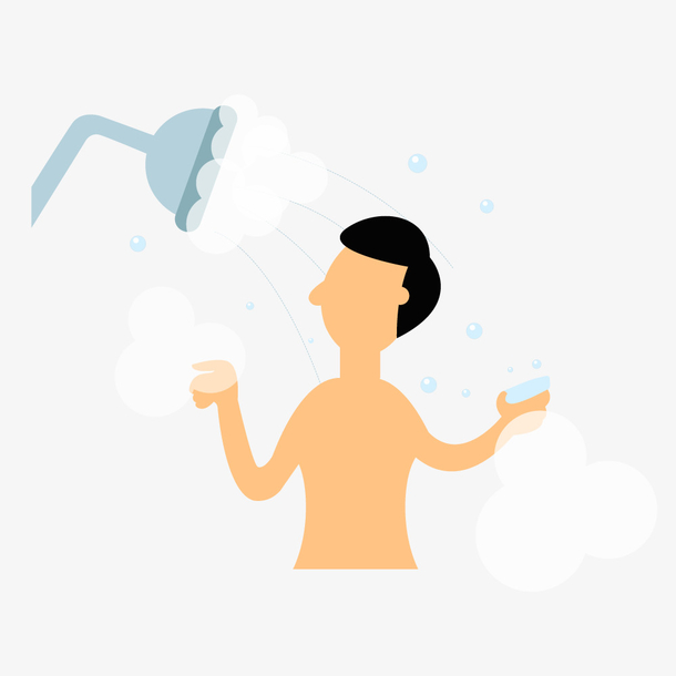 卡通矢量人物日常生活洗澡素材