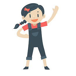 卡通招手的小女孩人物