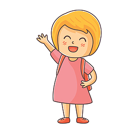 卡通挥手的女孩人物设计