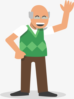 伸手打招呼的老头子