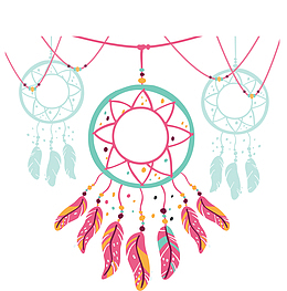 粉红羽毛民族风挂饰