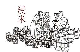 古代浸米工艺图案