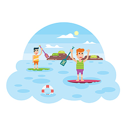 人物海上旅游素材图案