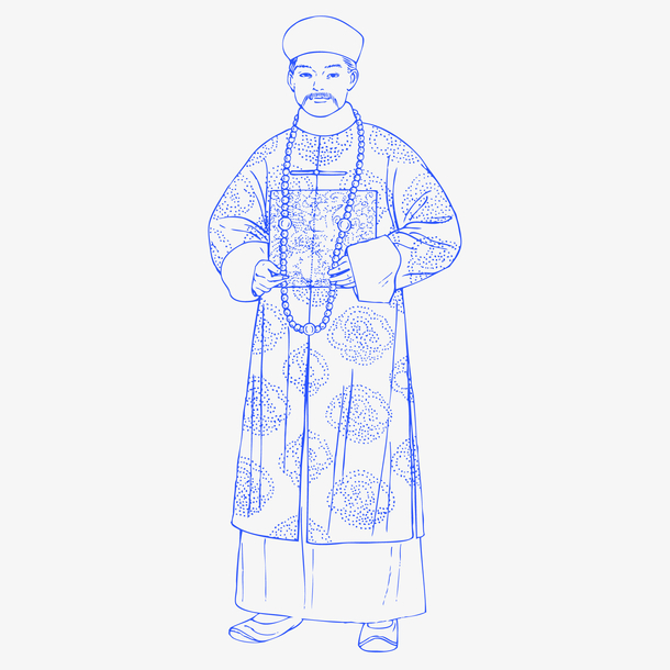 矢量手绘清朝官员人物插画