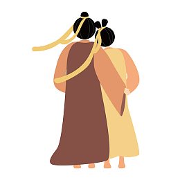手绘古装情侣背影