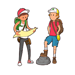 人物外出游玩装饰图案