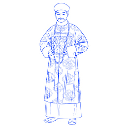 矢量手绘清朝官员人物插画