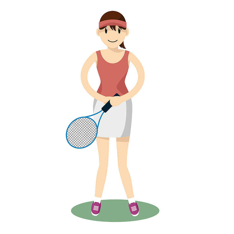 网球女子卡通人物素材图案