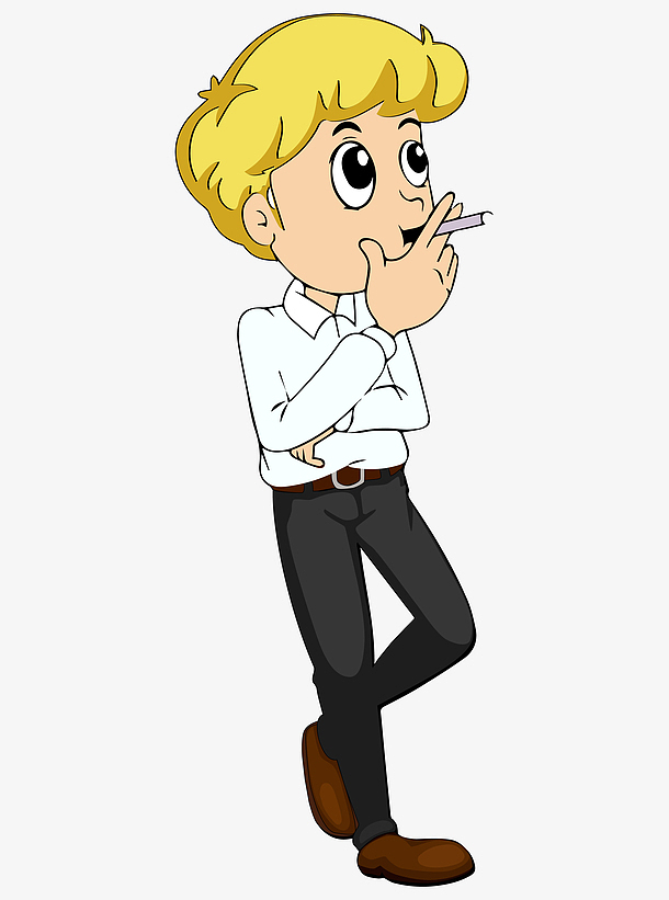 卡通版抽烟的小男孩