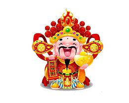 卡通可爱手绘的财神爷
