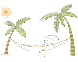 在树底下晒太阳