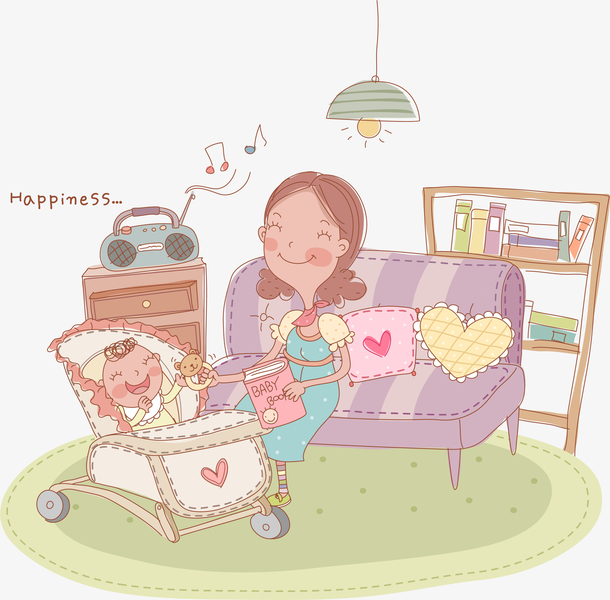 母亲节温馨人物插画免抠素材免费下载_觅元素51yuansu.com