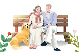 重阳节手绘人物插画