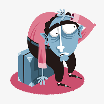 矢量手绘内涵段子搞怪人物累了休