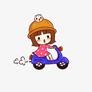 车辆素材(3500x3500)aipng免抠卡通手绘春季骑车看风景的女(1000x1253