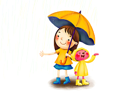 打雨伞的女孩