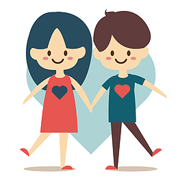 蓝色爱心可爱情侣