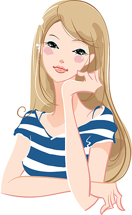 单手托下巴的漂亮女孩