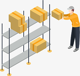 手绘卡通人物仓库整理员