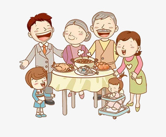 卡通手绘团圆饭年夜饭