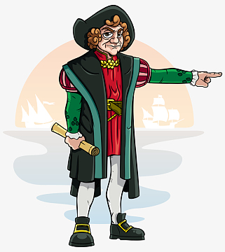 矢量卡通手绘哥伦布