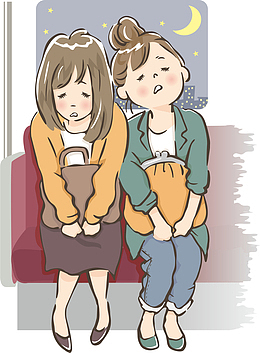 手绘插画风格女士人物下班回家途