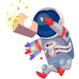 手绘卡通矢量航天宇航员人物