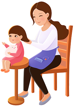 母亲节手绘温馨母女插画