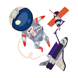 手绘卡通矢量航天宇航员人物