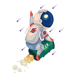 手绘卡通矢量航天宇航员人物