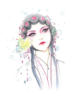 水墨京剧人物插画