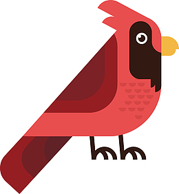 手绘扁平化红色小鸟矢量素材