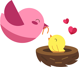 母亲节可爱小鸟妈妈